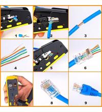 TOOLS  RJ45 Sıkma Aracı, Ağ Tel Soyucu Kablo Kesici,Hepsi bir arada 6P-RJ11/12 8P-RJ45